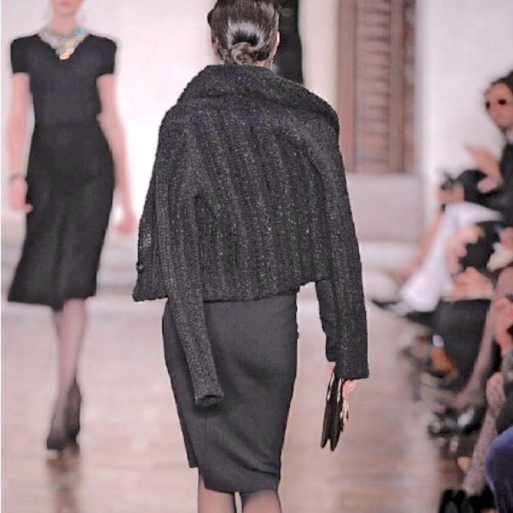 Ralph Lauren 2012 Collection Black Cashmere Blend Chenille Shawl Collar Cardigan